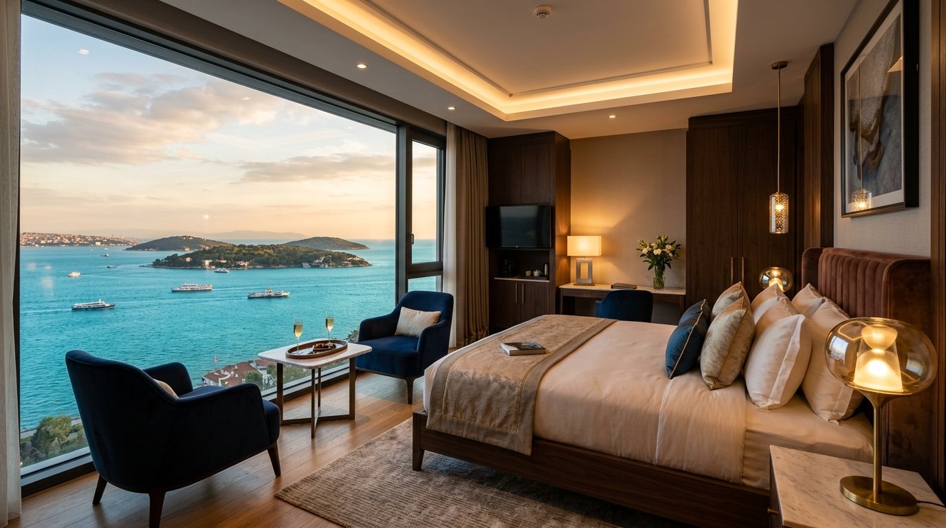 Luxurious 5-star hotel room in Istanbul with modern amenities